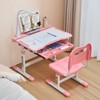 VEVOR Kids Study Chair and Desk Set, Study Desk and Chair with Table Lamp, Adjustable Height & 0-40° Tilted Desktop Kids Desk and Chair, Pink - 2 of 4