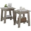 Set of 2 End Tables, Rustic Brown Side Tables with 2-Tier Storage Shelf, Square Nightstands for Entryway, Living Room, Bedroom, Farmhouse Style - 4 of 4