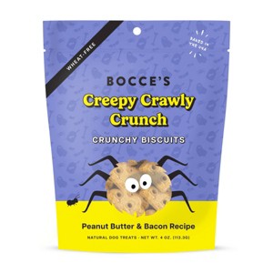 Bocce's Bakery Bacon and Peanut Butter Flavor Creepy Crawly Crunchy Dog Treat Biscuits - 4oz - 1 of 2