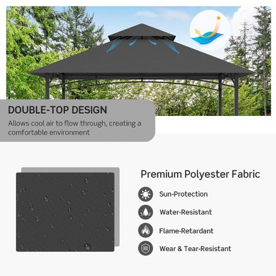 Gray 8' x 5' BBQ Grill Gazebo with Vented Canopy and Shelves