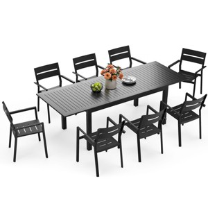 Crestlive Products 9pc Patio Expandable Dining Set Aluminum Outdoor Rectangular Table for 6 to 8 with chairs - 1 of 4