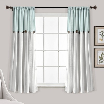 Photo 1 of 1pc Light Filtering Farmhouse Linen Button Window Curtain Panel - Lush Décor