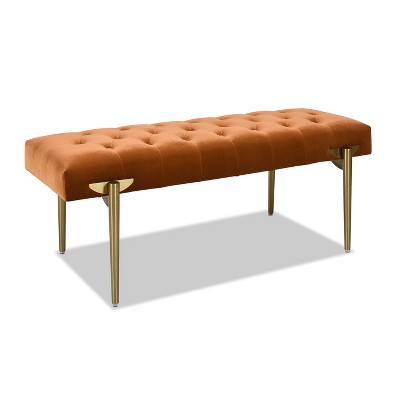 NicBex Modern 49" Bedroom Bench Upholstered Accent Stools with Gold Metal Legs for Bedroom and Entryway
