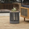 Outdoor Round Side Table, Weather-Resistant Patio Accent Table with Gray Rattan Rope Frame and Acacia Wood Top for Balcony, Garden or Yard – Koiai - 2 of 4