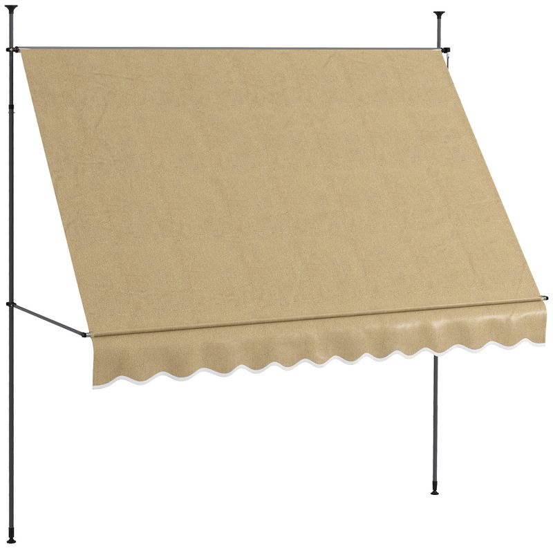 Outsunny Freestanding Retractable Awning, Non-Screw Patio Awning with UV Resistant Fabric, 1 of 7