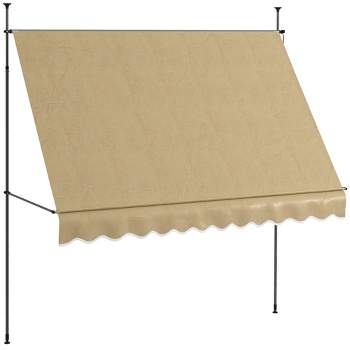 Outsunny Freestanding Retractable Awning, Non-Screw Patio Awning with UV Resistant Fabric