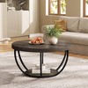 HTUTWOO 31.7" 2-Tier Round Coffee Table, Modern Wood Accent Center Table with Storage Open Shelves For Living Room, Home Office - 2 of 4