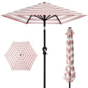 Best Choice Products 10ft Outdoor Steel Striped Market Patio Umbrella w/ Crank, Tilt Push Button, 6 Ribs - 1 of 4