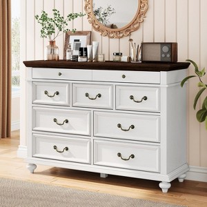 Jojoka 9 Drawers Dresser for Bedroom,Farmhouse Wood Chest of Drawers with Rustic Handle - 1 of 4