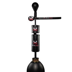 Hit N Move Boxing Reflex Trainer With Spinning Bar, Mitt, and Speed Ball Target, Adjustable Height, Water/Sand Filled, Black - 1 of 4