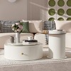 FONTOI Cute 23.6" Round Coffee Table with 15.7" Side Table with Rotatable Flower-Shaped Top, Drawers, Glass Top Circle End Table for Living Room - 4 of 4