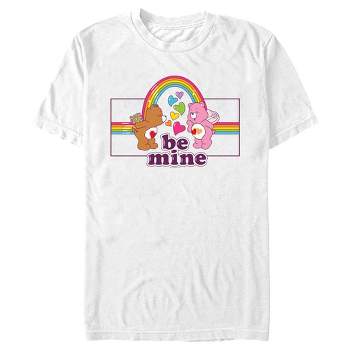 Men's Care Bears Valentine's Day Tenderheart Bear and Love-a-Lot Bear Be Mine Rainbow T-Shirt