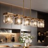 LNC Labradorite 5-Lights 40.2" Luxury and Glam Linear Kitchen Island Pendant  Lights, Stain Gold with Crystal Glass Shade - 2 of 4