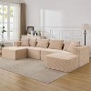 U/L shape Modular Sectional Cloud Couch, Deep Seat Boneless Sofa with Ottoman, Corduroy Fabric No-Assembly Compression Packaged, Beige Sofa - 2 of 4
