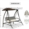 DSVIMOY 3-Seat Patio Swing Chair, Outdoor Porch Swing with Adjustable Canopy, Patio Swing Glider for Garden, Deck, Dark Brown, 73"*52"*70" - 3 of 4