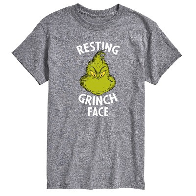 Men's Dr. Seuss The Grinch Resting Grinch Face Short Sleeve Graphic T-Shirt - Athletic Heather - X-Large