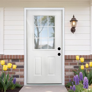 Professional Manufacturer Right Hand Inswing Low-E Glass 6-Lite 3/4 Lite Fiberglass Front Door Classic Design Exterior Entrance Door - 1 of 4