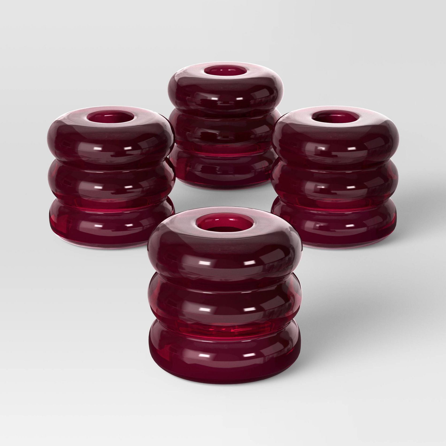 4pk Bubble Glass Taper Candle Holder Pink - Room Essentials™