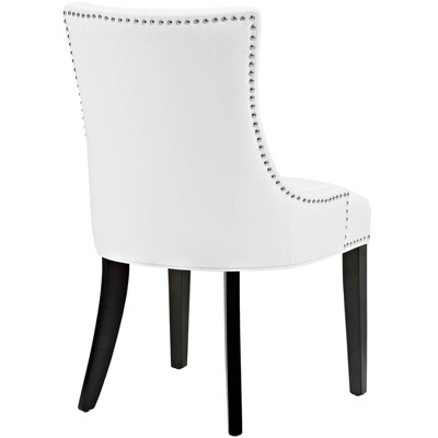 Elegance White Faux Leather Upholstered Side Chair with Nailhead Trim
