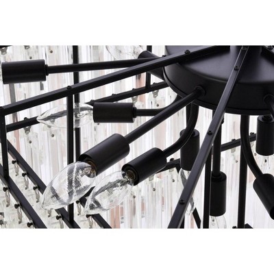 Sydney Matte Black and Clear Crystal 21-Light Square Chandelier
