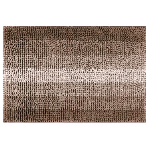 Unique Bargains Non-slip Extra Soft And Absorbent Fluffy Striped Microfiber  Bathroom Floor Mat Bath Rugs Brown 20 X 32 : Target
