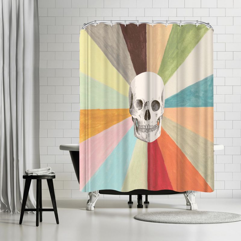 Americanflat 71" x 74" Shower Curtain, Skull Is Cool by Florent Bodart, 1 of 9
