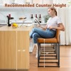 Counter Height Bar Stool 24 Inch, Faux Leather Upholstered Stool with Back Support & Metal Frame, Armless Bar Chair for Kitchen Island, Dining Room - 3 of 4