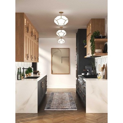 Latham Vintage Gold Geometric Glass Flush Mount Light