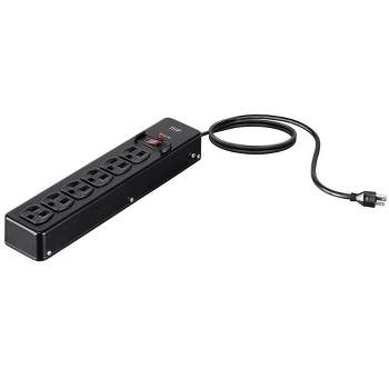 Monoprice Heavy Duty 6 Outlet Metal Surge Power Strip - Black With 6 Feet Cord | 540 Joules