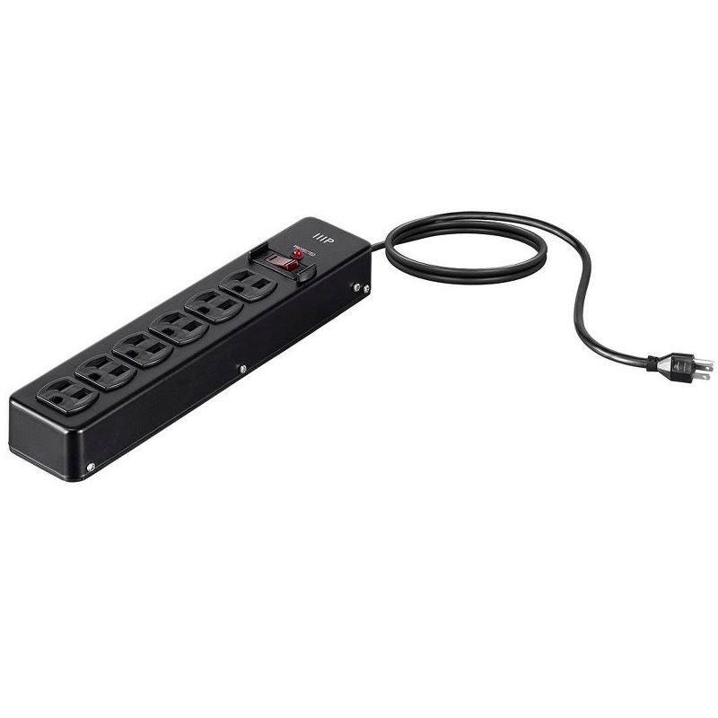 Monoprice Heavy Duty 6 Outlet Metal Surge Power Strip - Black With 6 Feet Cord | 540 Joules, 1 of 7