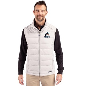 Miami Marlins Cutter & Buck Evoke Hybrid Softshell Recycled Mens Full Zip Vest - 1 of 1