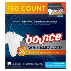Bounce Wrinkle Guard Mega Dryer Sheets - Outdoor Fresh - 130ct