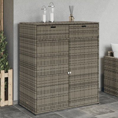 vidaXL Patio Storage Cabinet Gray 41.3 in.x21.7 in.x44.5 in. Poly Rattan