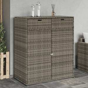 vidaXL Patio Storage Cabinet Gray 41.3 in.x21.7 in.x44.5 in. Poly Rattan - 1 of 4