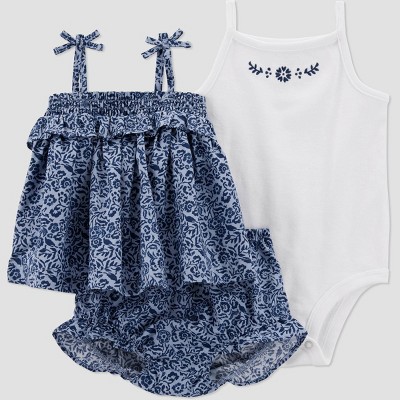 Carter's Just One You® Baby Girls' Floral Top & Bottom Set - Blue