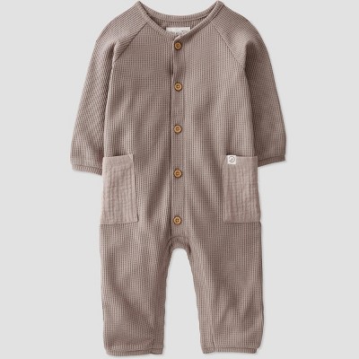 Image of Little Planet by Carter’s Organic Baby Waffle Washed Jumpsuit - Beige 18M