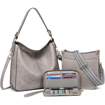 3PCS Crossbody Bags Set Large Leather Purse Shoulder Handbags with Wallet Adjustable Straps