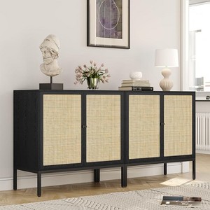 Brafabhome Boho Rattan Sideboard Storage Cabinet Set of 2, Modern Buffet Cabinet with Storage Shelf for Living Room, Dining Room, Entryway, Kitchen - 1 of 4