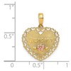 Black Bow Jewelry 14k Two Tone Gold Grandma Heart Frame Pendant, 18mm - 4 of 4