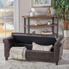 Elegant Brown Leather Storage Bench with Rolled Arms: Compact Dimensions of 50.00 x 20.50 x 19.50 inches - 2 of 3