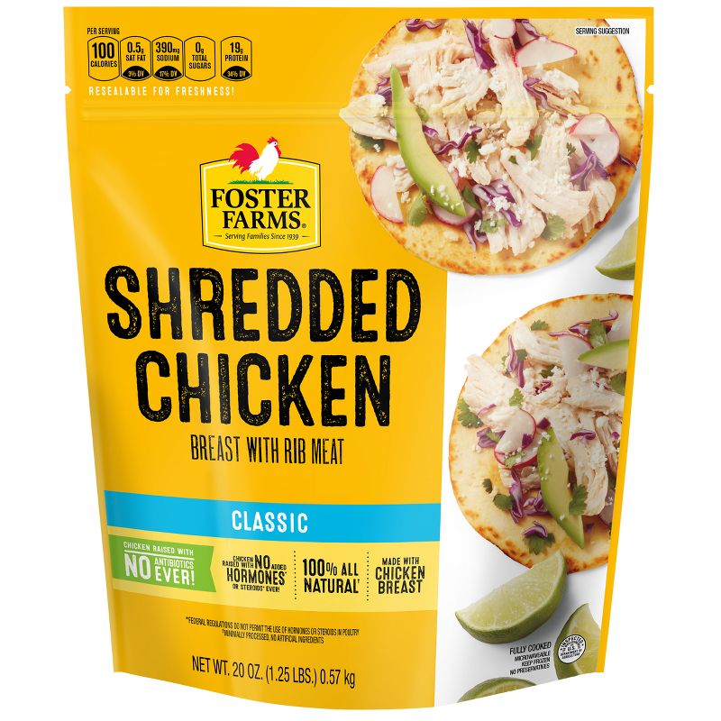 Foster Farms Shredded Chicken Breast with Rib Meat - Frozen - 20oz, 1 of 5