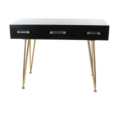 Modern 3 Drawer Console Table Black - Olivia & May