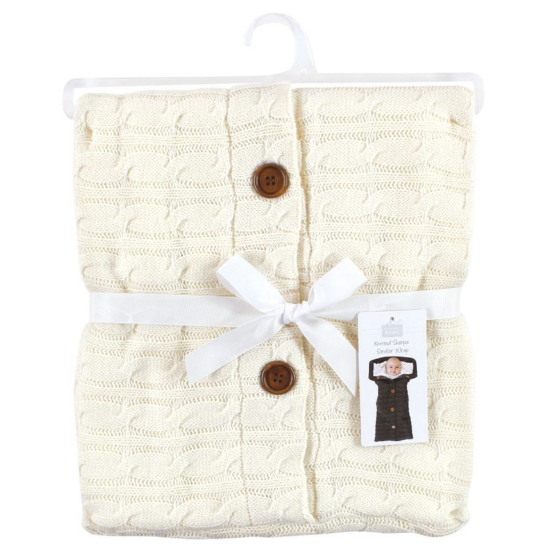 Hudson Baby Unisex Baby Faux Shearling Knitted Baby Lounge Stroller Wrap Sack, Cream, One Size, 3 of 5