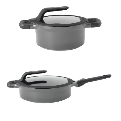 Berghoff Stone 11pc Non-stick Cookware Set With Glass Lids : Target