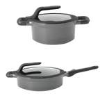 BergHOFF Gem Stay Cool Non-stick Cast Aluminum 4Pc Cookware Set With Silicone Rim