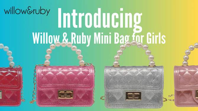 Willow & Ruby Kid's Mini Quilted Glitter Bag - Crossbody Purse for Girls (Youth), 2 of 6, play video