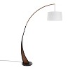 LumiSource Noah Salon Mid-Century Modern Floor Lamp in Black Marble Base with Walnut Wood Frame and White Linen Shade - 3 of 4