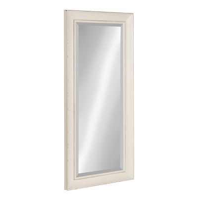 Macon Distressed Soft White Full Length Beveled Wall Mirror 16x36