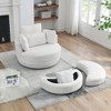 Fabric Modern Accent Round Swivel Chair with Moon Storage Ottoman, 4 Pillows and High-Density Foam Cushions - 4 of 4