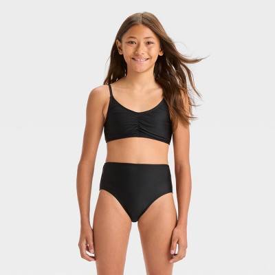 Art Class Girls' 'Sun Seeker Ditsy' Solid Bikini Swim Top - art class™ Black S: Recycled Polyester, UPF 50+ — фото 3